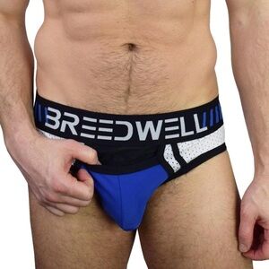 Blue,Black,& White PreLoved Breedwell mesh Moto brief - Size M - Light Wash Wear